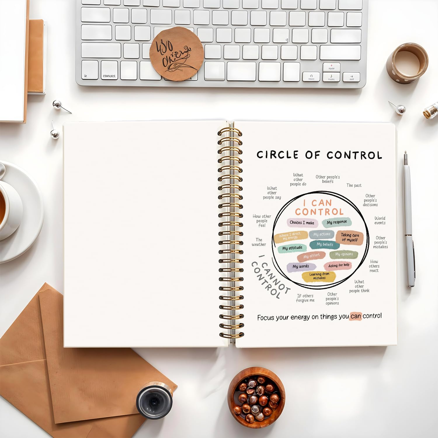 LIANGW Circle of Control Tagebuch für psychische Gesundheit, Therapie-Tagebuch für psychische Gesundheit, Geschenk für psychische Gesundheit, psychische Gesundheit, Tagebuch für Frauen, gebundenes