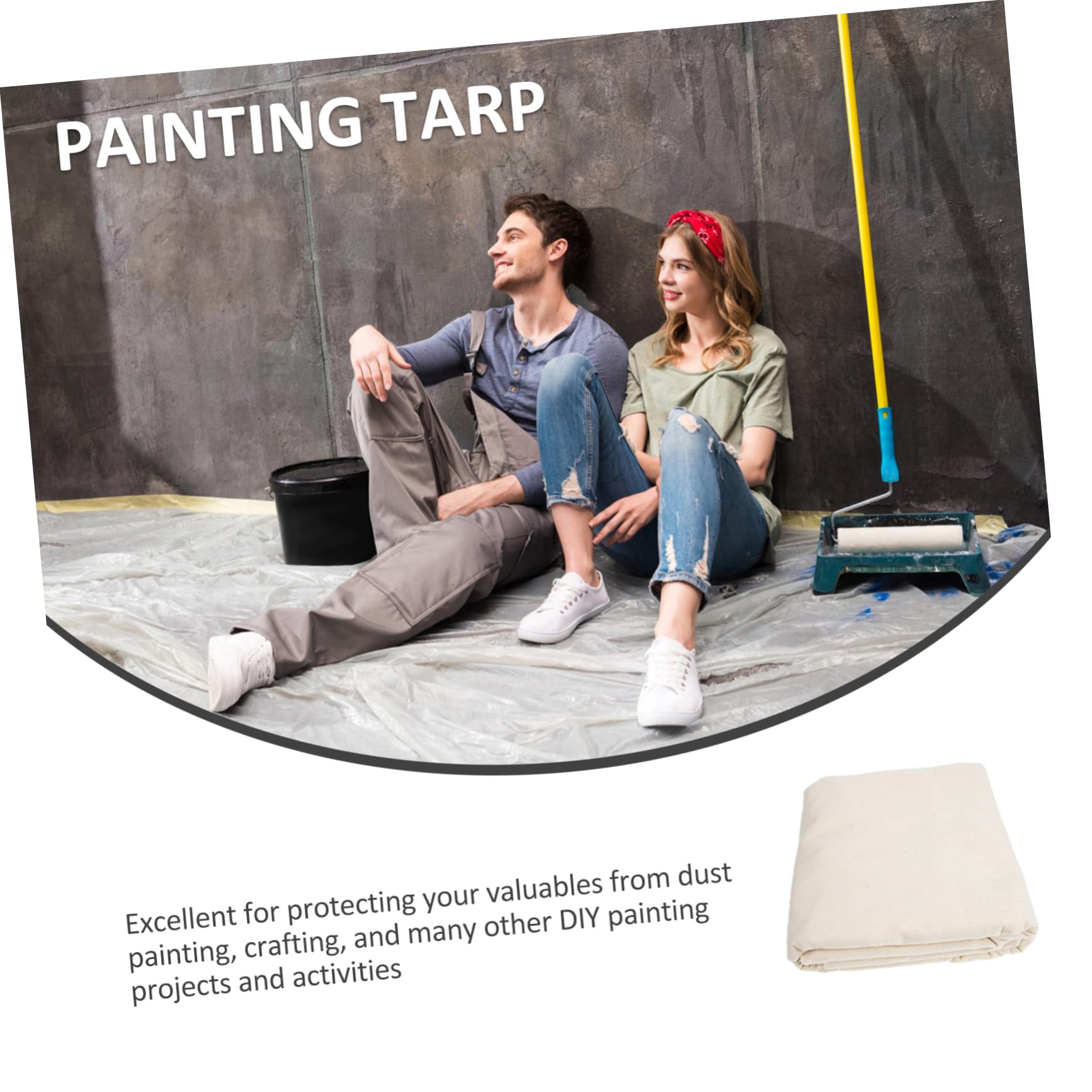 ABOOFAN Telo Imbianchino Pavimento in Cotone Beige, Copertura 200x300 Cm | Lavabile e Riutilizzabile, per Mobili e Lavori Fai-da-te, Uso Domestico e Crafting