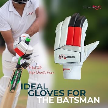 SPORTAXIS Premium Cricket Batting Gloves for Batsman, Split Fingers, Stylish Design, Comfortable Grip, PVC Thumb Patch, Breathable mesh for Ventilation, for Adults