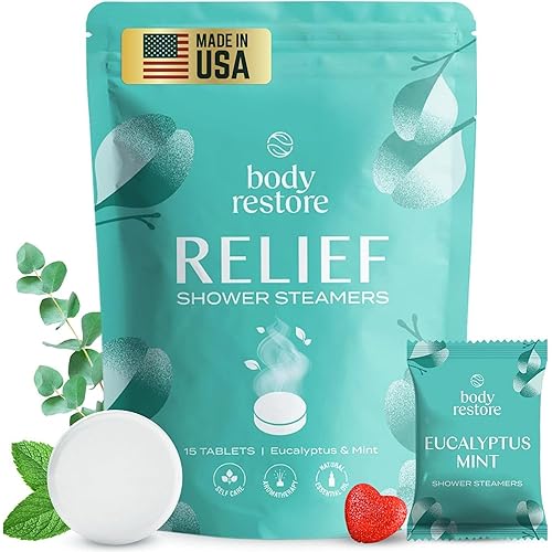 Body Restore Shower Steamers Aromatherapy 15 Pack – Valentines Day Gifts for Her and Him, Birthday Gifts for Women and Men, Relaxation, Stress Relief, Self Care – Eucalyptus
