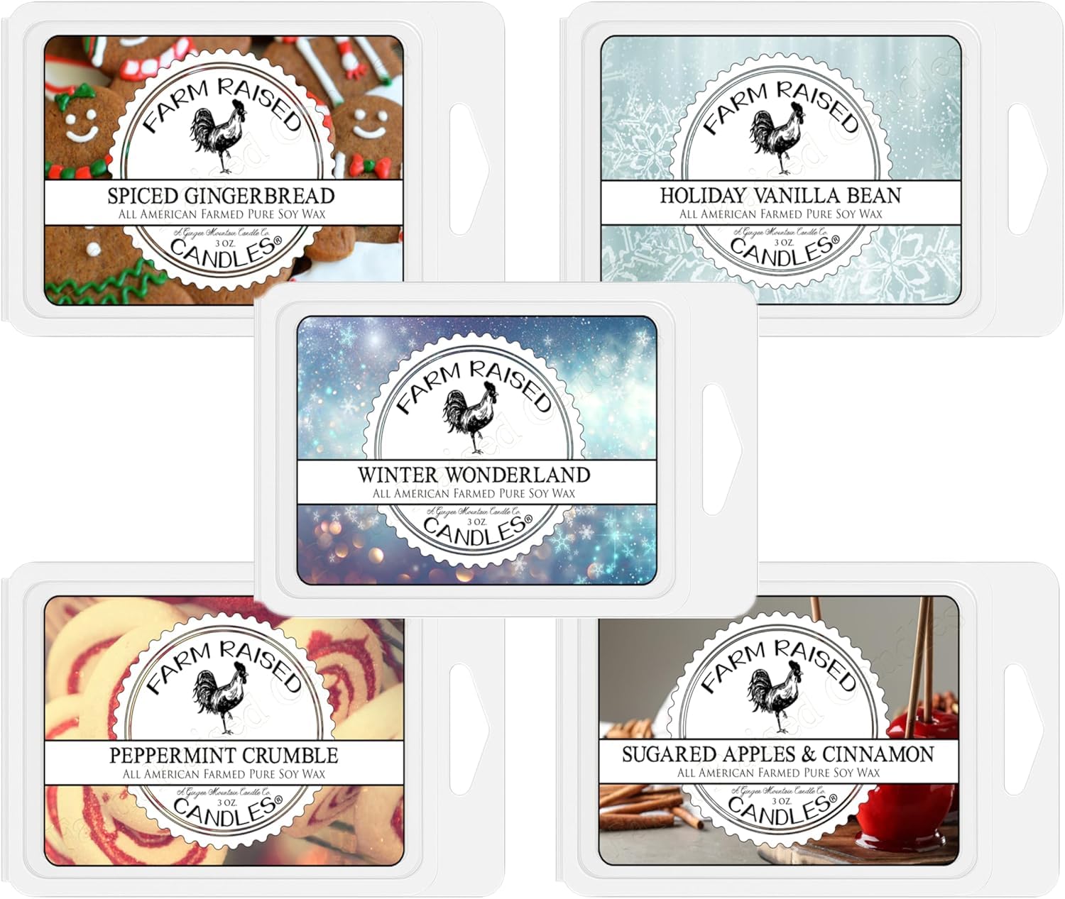 Earth Scents - Nature Blend - Wax Warmer Melts Cubes, 5 Pack Assortment. 16 Ounces. 100% All American Natural Soy. Paraffin-Free. Fir Tree - Pine Forest - Rosemary Mint - Palo Santo