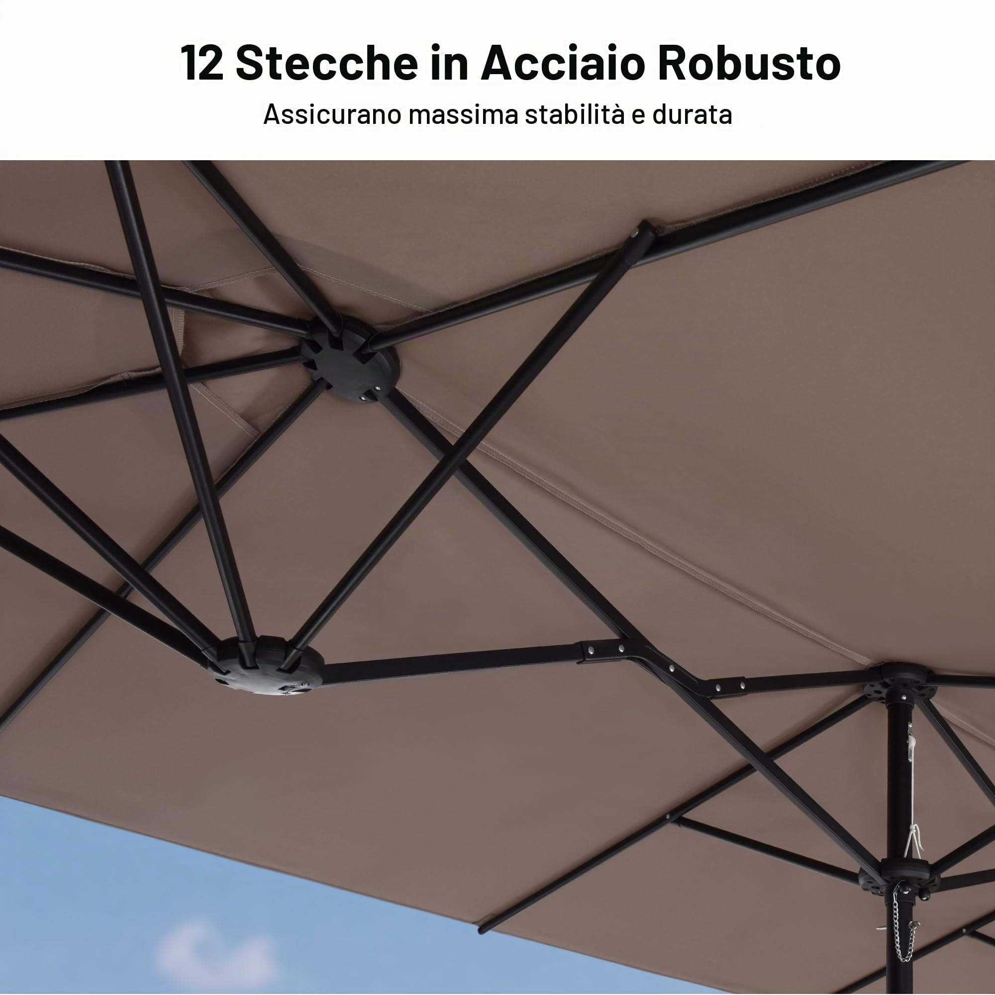 PURPLE LEAF Ombrellone da giardino con piedistallo, 4 x 2 x 2,4 m, colore: