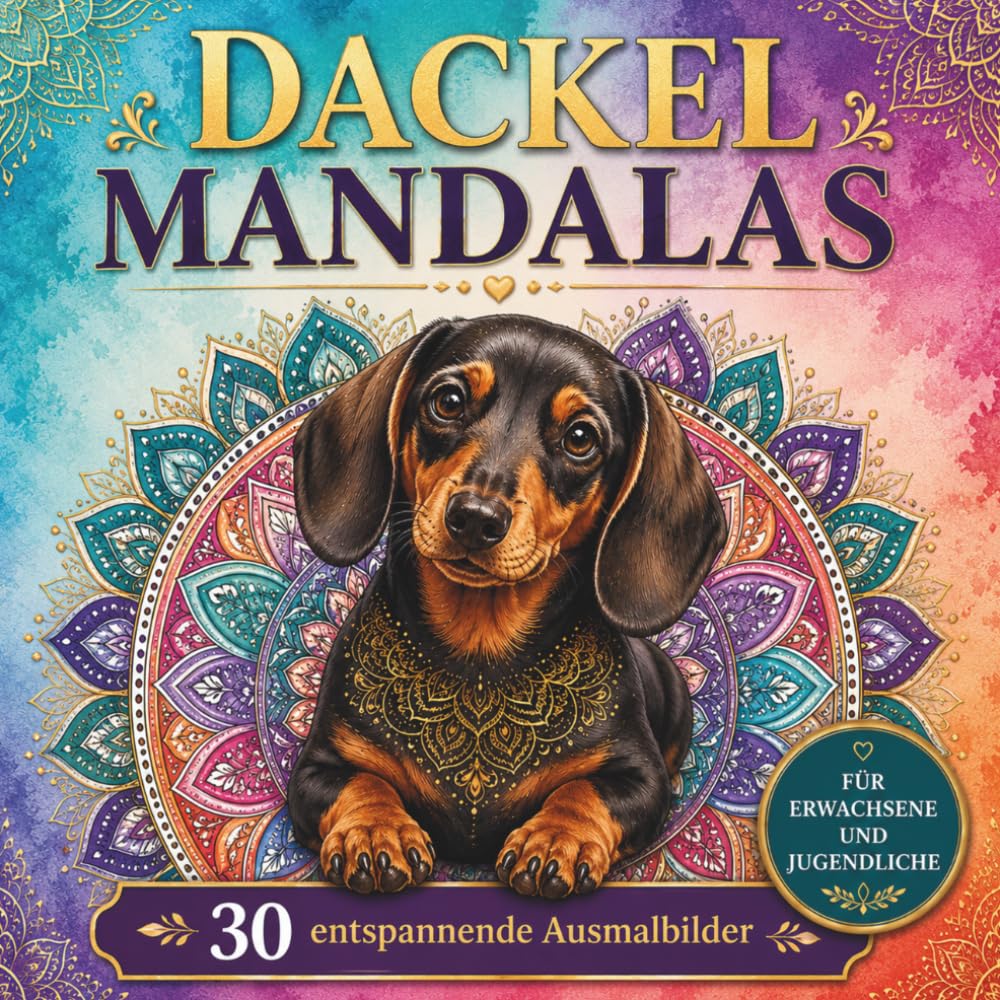 Zauberhafte Dackelwelten Mandala Malbuch für Erwachsene: 30 detailreiche Dackel-Mandalas für Entspannung, Stressabbau, Achtsamkeit und kreative Auszeiten