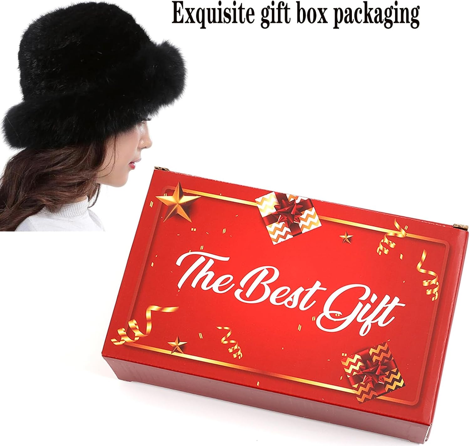 Valpeak Womens Winter Hat Knitted Mink Real Fur Hats with Fox Brim - Image 2