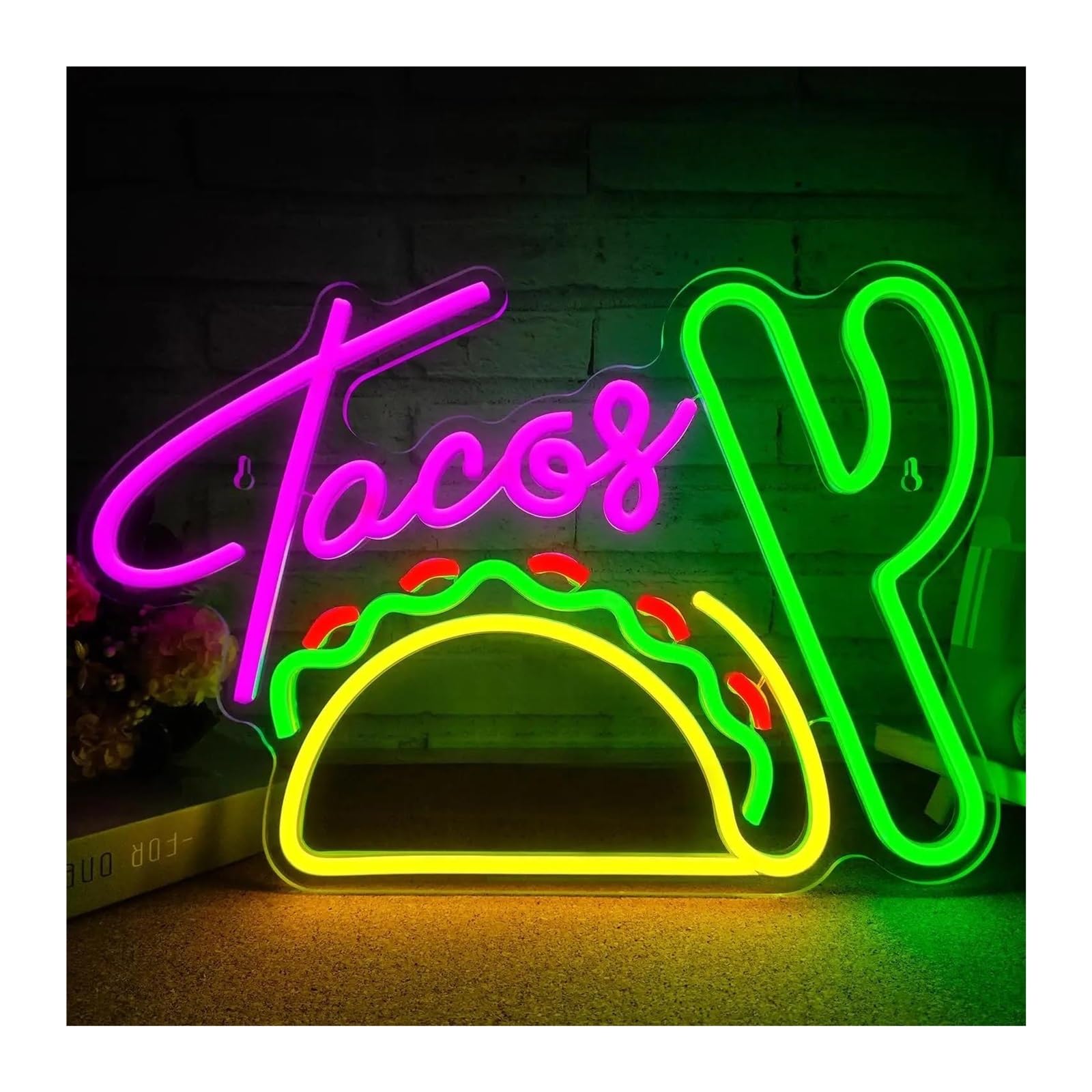 SHOUXI Sign Lamp Tacos Neon Sign USB Powered Light ForTortilla Tacos Shop Mexican Food Restaurant Pub Business Wall Decor 27.5х40cm