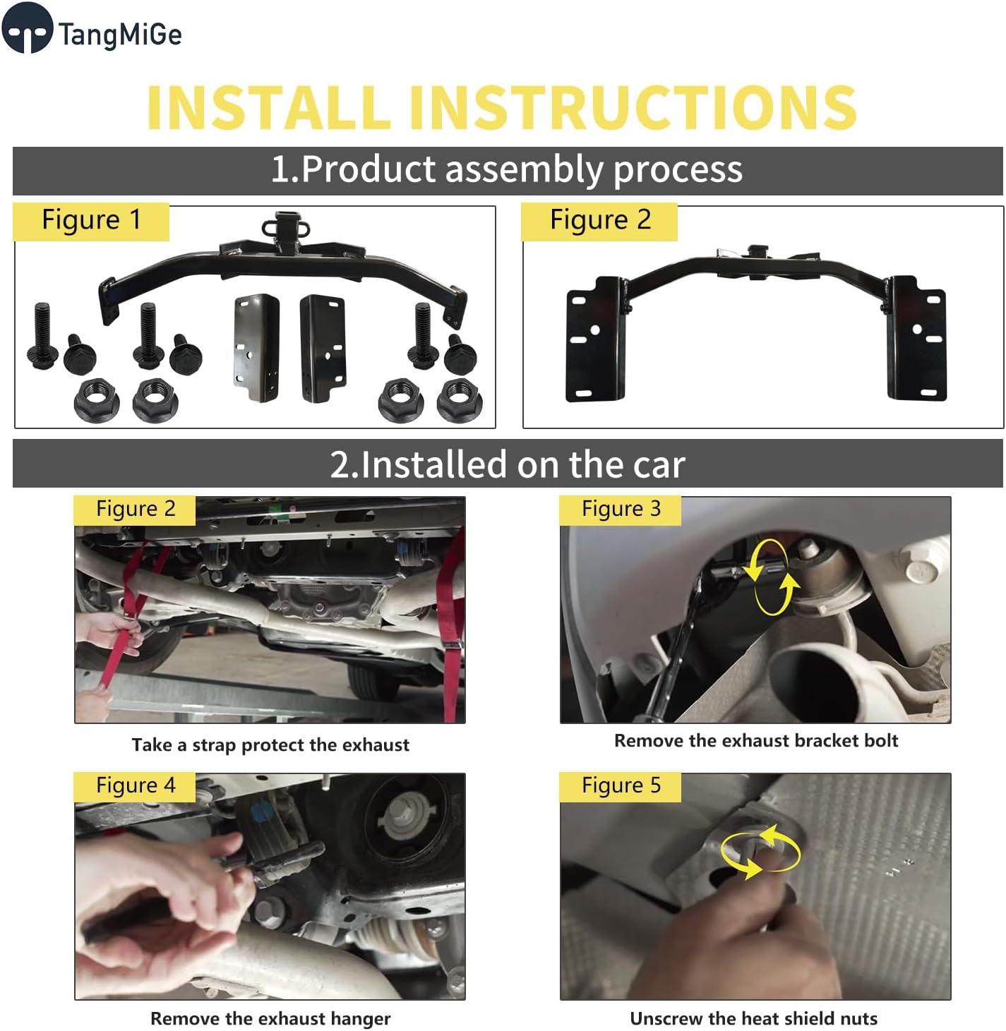 TangMiGe Class 3 Trailer Hitch, 2-Inch Receiver, Compatible with Ford Explorer and Lincoln Aviator 2020 2021 2022 2023 2024, Bright Black Color