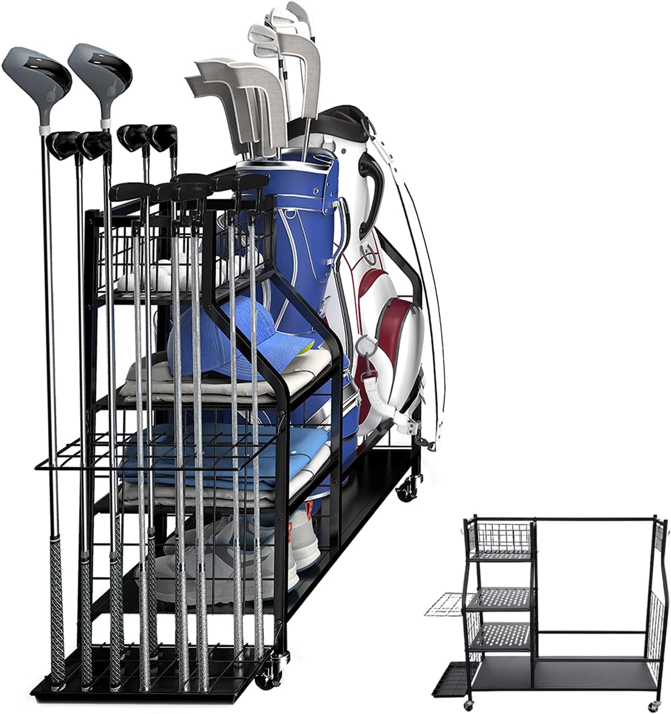 ゴルフ収納ラック ゴルフバッグオーガナイザー ガレージ用 ゴルフクラブホルダー Amazon | ガレージ用ゴルフバッグ収納ラック ゴルフガレージ ガレージ用ゴルフ収納オーガナイザー - スチール 製 の ゴルフ オーガナイザー スタンド - 特大 サイズ の ゴルフクラブ 収納