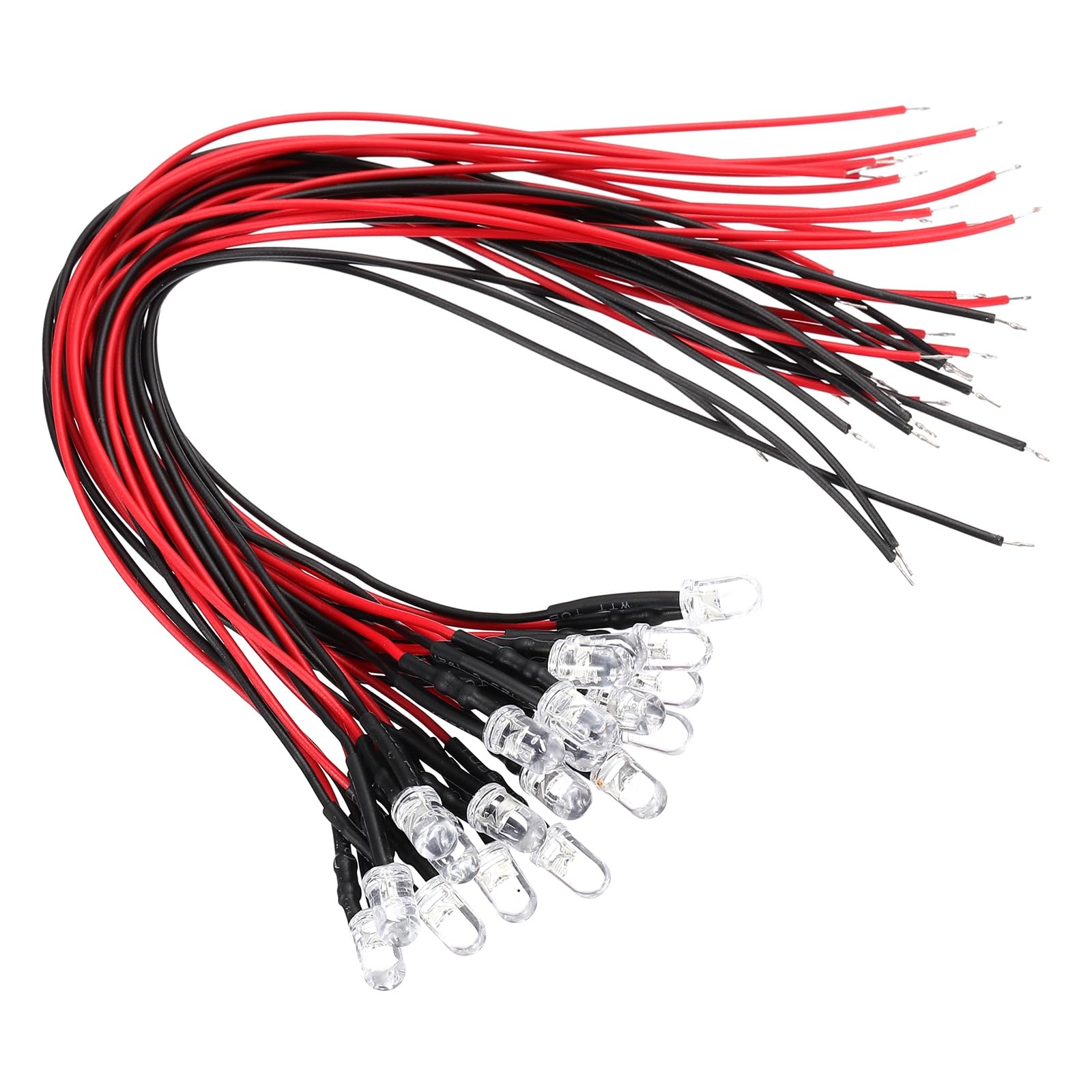 VIAPUICE 20 Pcs 5mm Pre-Wired Small Emitting LED Lights Width 12V Light,Purple High Brightness LED Diode Light for DIY Electronics Experiments, Indicator Lights, PCB Circuits