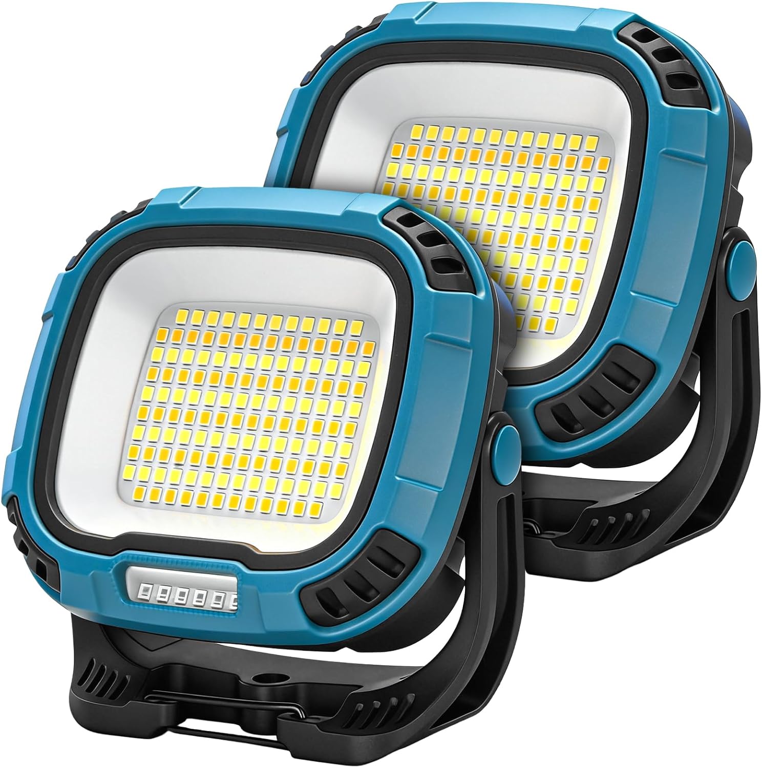 2 Pack 6000mAh Rechargeable Work Light, 4000LM 136-LED Magnetic Light with Hook, IP65 Waterproof, 30H Runtime, Portable LED Work Light for Car Repair, Job Site Lighting, Emergency(Blue)