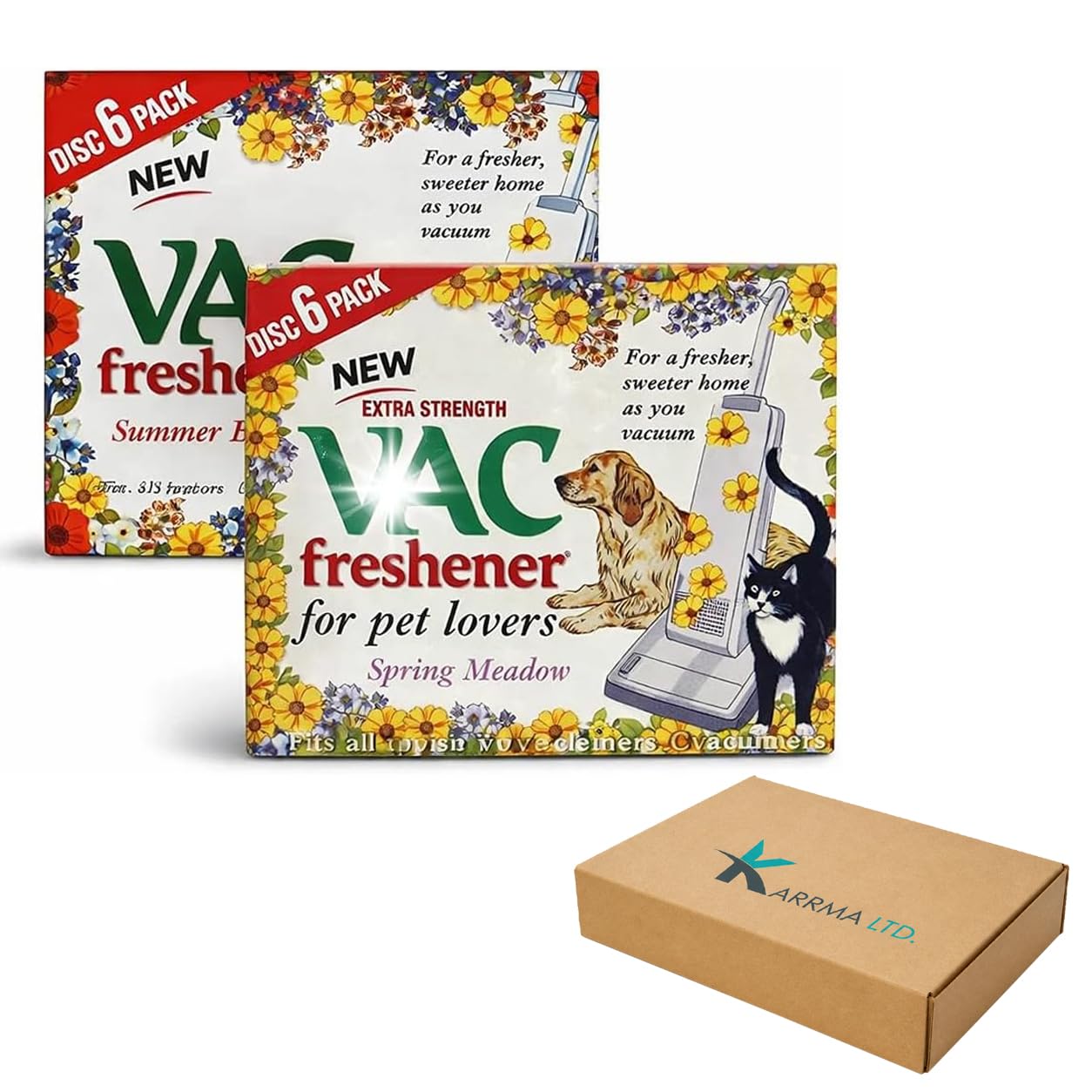VAC Freshener Disc 12 Pack – 6 Summer + 6 Spring Meadow, Extra Strength Pet Odour Control Discs for Vacuum Cleaners, Fits All - Karrma Ltd.