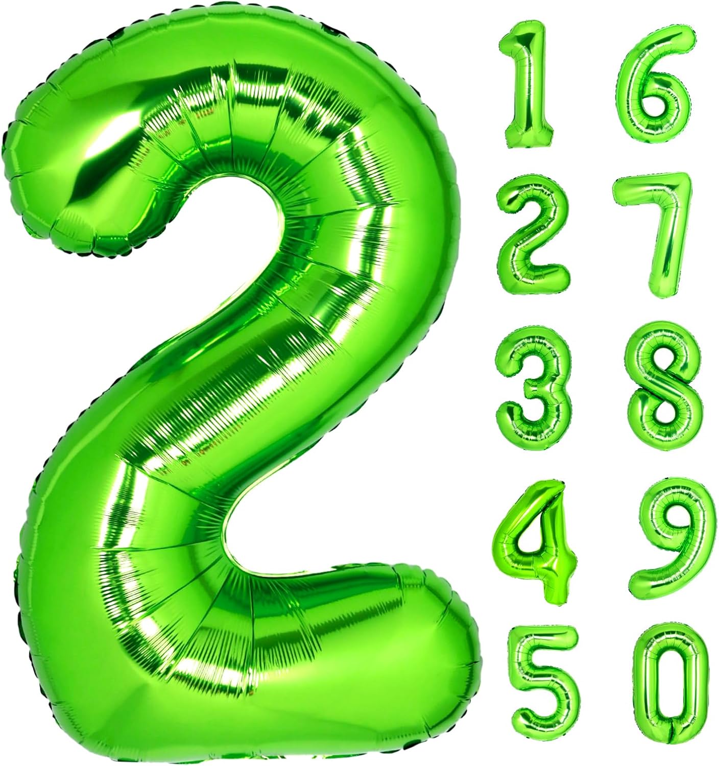 40 Inch Giant Light Green Number 2 Balloon, Helium Mylar