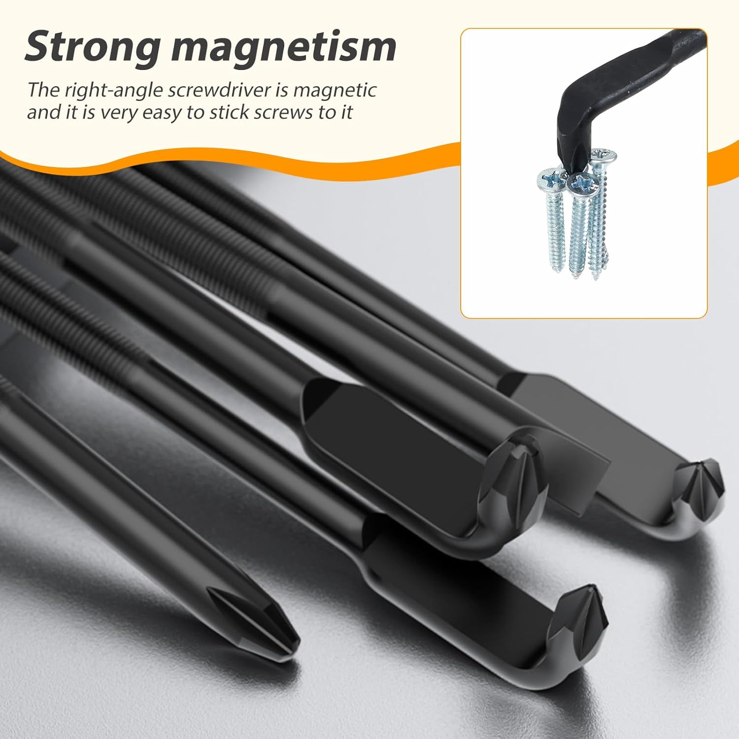 3Pcs Right Angle Offset Screwdriver Set - L Type 90 Degree Double End Screwdriver, 15mm Elbow Design, Low Profile Magnetic Offset Screwdriver for Tight Narrow Space