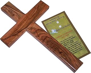 Holy Land Market Olive Wood Cross - Hand-Carved Wall Holy Land Wood Cross from Bethlehem, Olive Wood Crosses Collection - 10 in