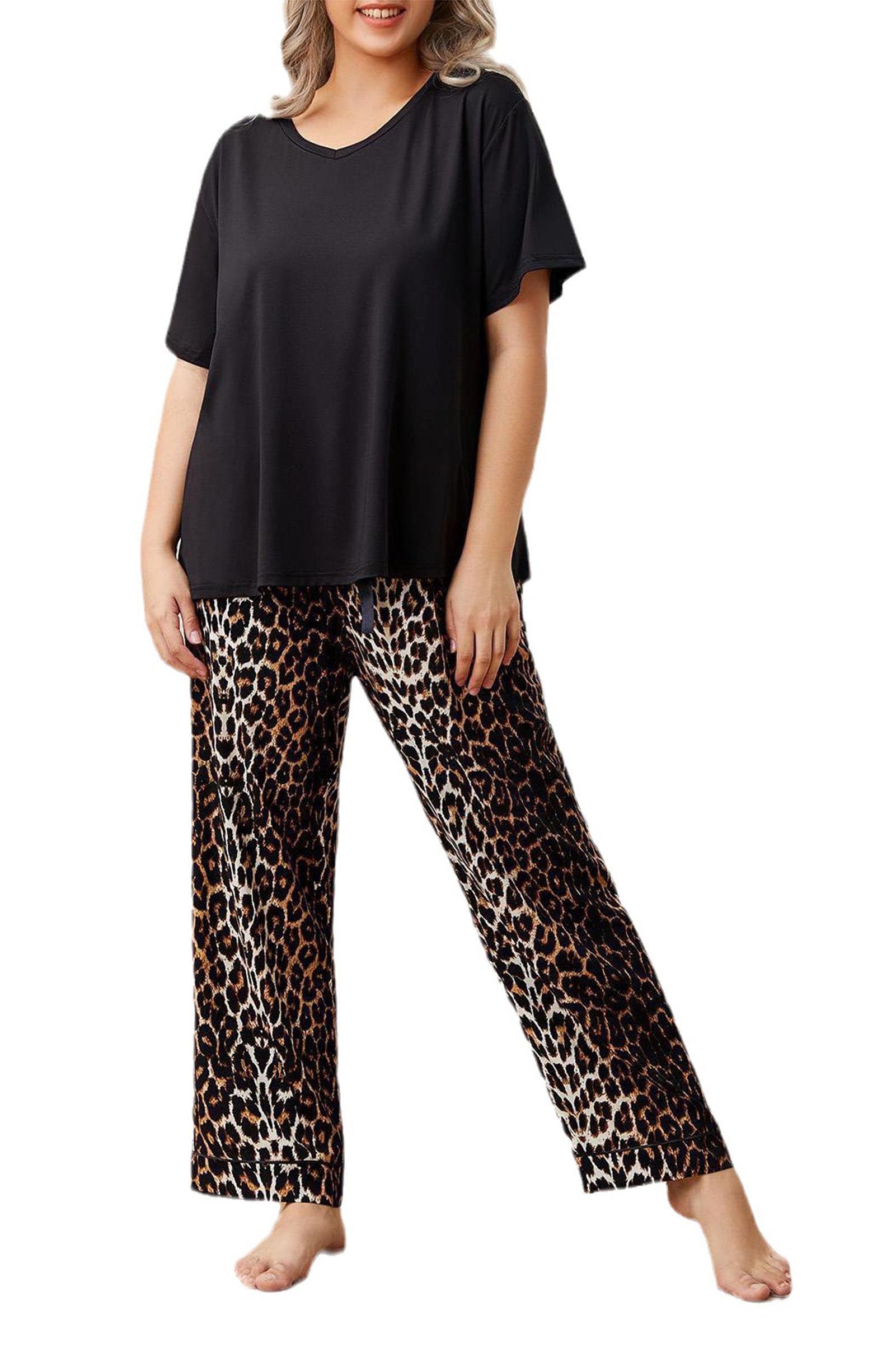 Ensembles de pyjamas femmes amples et confortables à manches courtes - 7