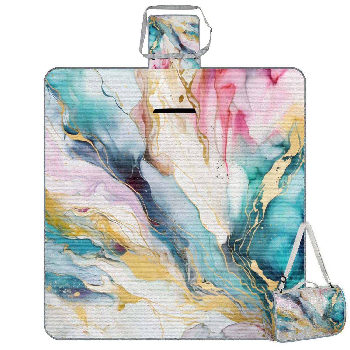 Mantas de picnic de 150 x 145 cm, manta de playa plegable para exteriores, impermeable, para playa, camping, senderismo, picnic