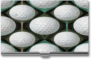 JOJOART Golf Balls Pattern Business Card Holder Cases Aluminum Alloy Slim Name Pocket Purse Square Card Cases for Men & Women