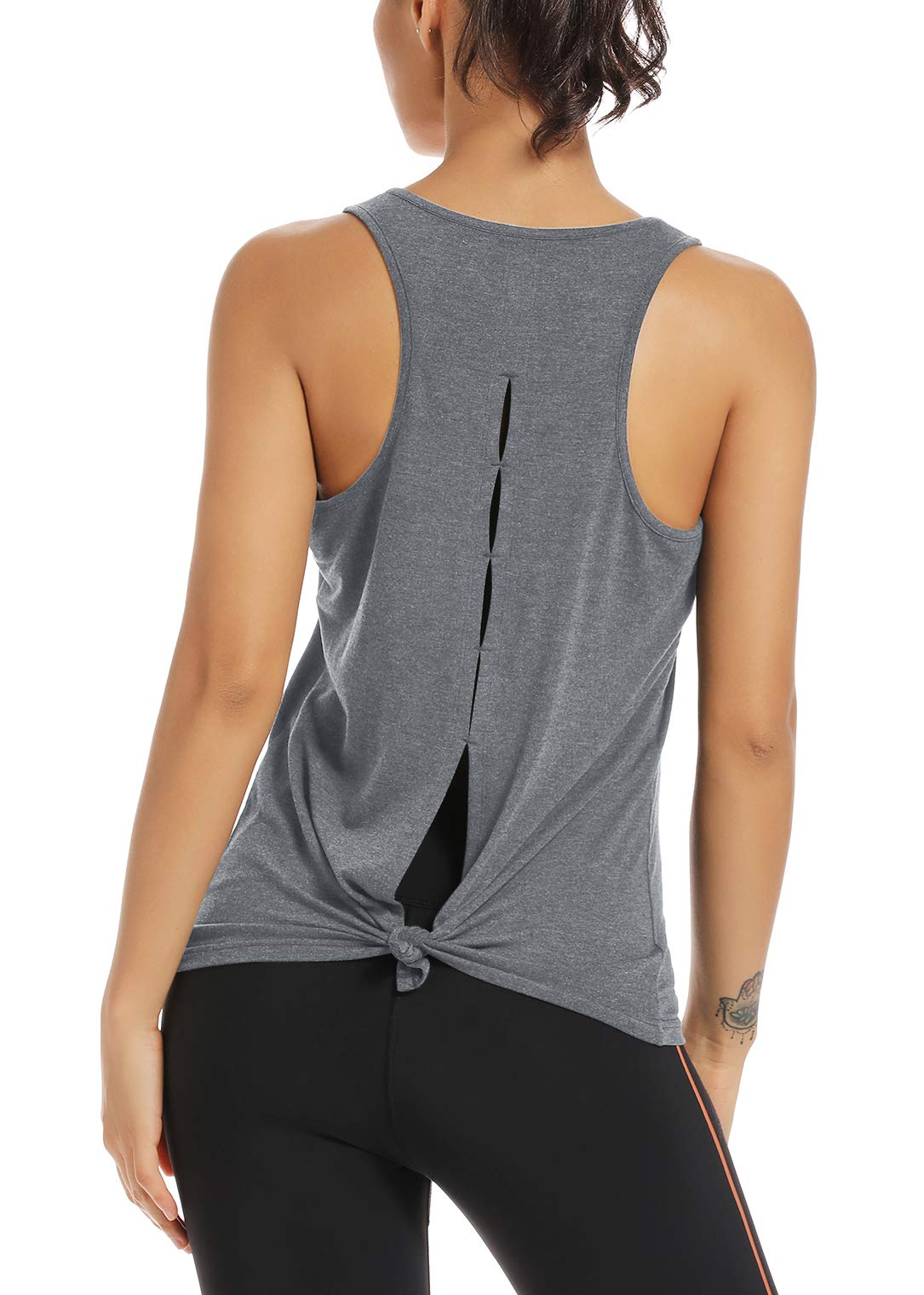 MuzniuerWomens Yoga Workout Tops-Cute Open Back Running Gym Activewear Sports Shirt for Women