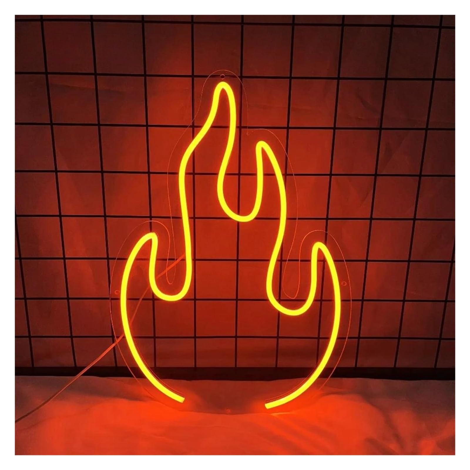 LEMST Signs Lamp Flame Neon Sign USB Powered Adjustable Brightness Orange Neon Lights, Suitable for Wall Hanging Decor Signs(30X21.57cm)