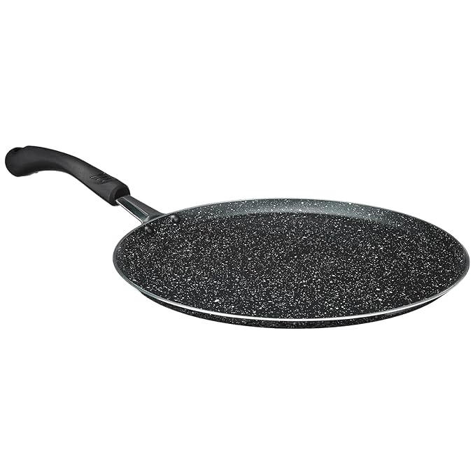 Solimo Granite Dosa Tawa – 30 cm | Non-Stick | 2.8 mm Thick Base | Induction & Gas Compatible | Durable 2-Layer Metallic Finish | Dishwasher Safe | Black
