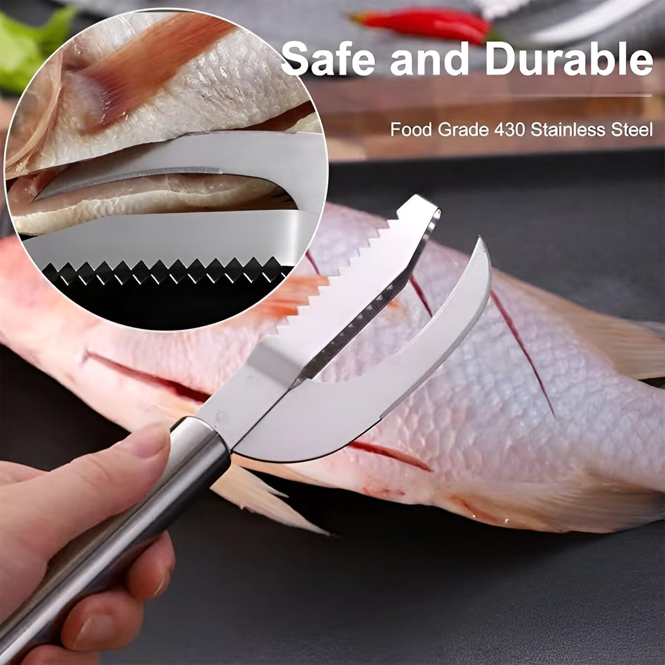 P & F CREATION 3-in-1 Fish Cleaning Knife – Stainless Steel Fish Maw Knife with Sawtooth Scale Remover, Scaler & Brush Scraper – Multipurpose Tool for Cleaning, Scaling & Gutting Fish Easily 2