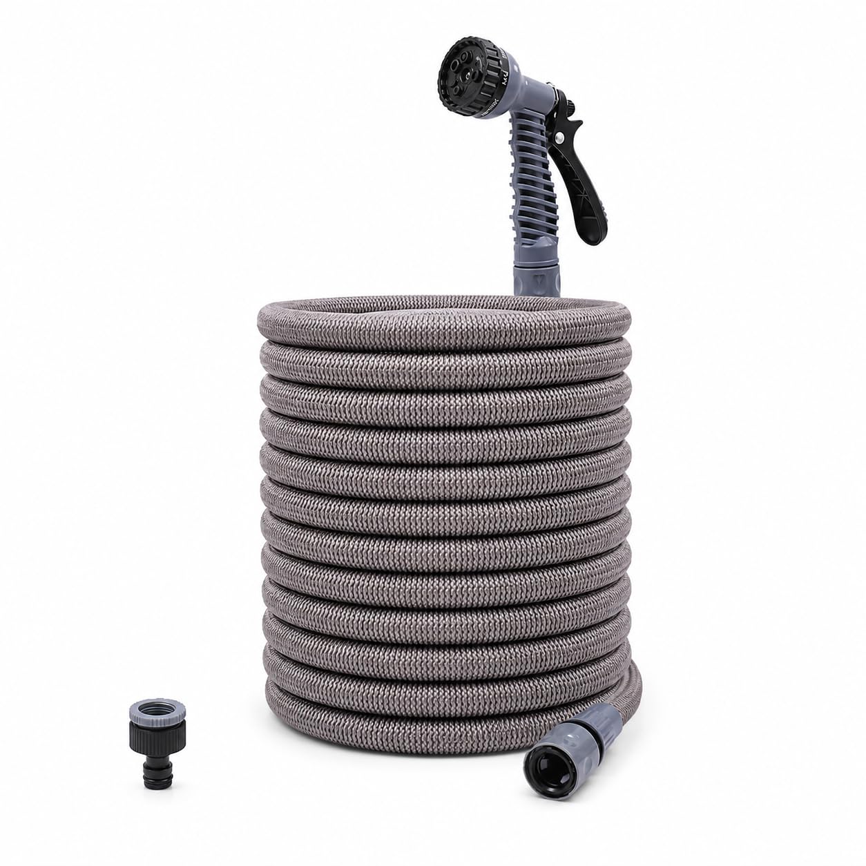 LINZI 30m Expandable Garden Hose Pipe with 7-Function Spray Gun, Double Latex Core, 10m–30m Flexible Water Hose, Plastic Tap Connectors for Watering, Car Washing & Patio Cleaning