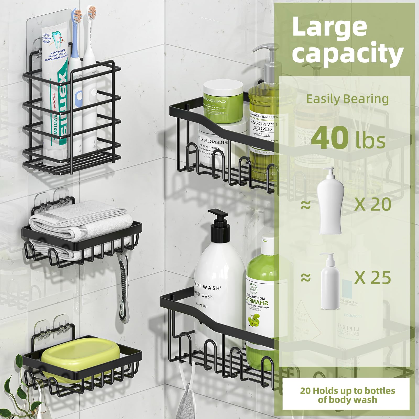 Stainless Steel Shower Caddy - 5 Pack -5