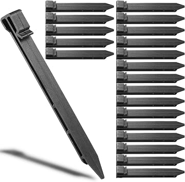 50 Pack Garden Landscape Stakes 10 inch Heavy Duty Plastic Stakes Tent Stakes Anchoring Spikes for Edging Terrace Board and Christmas Inflatables Garden Decorations Nails Black