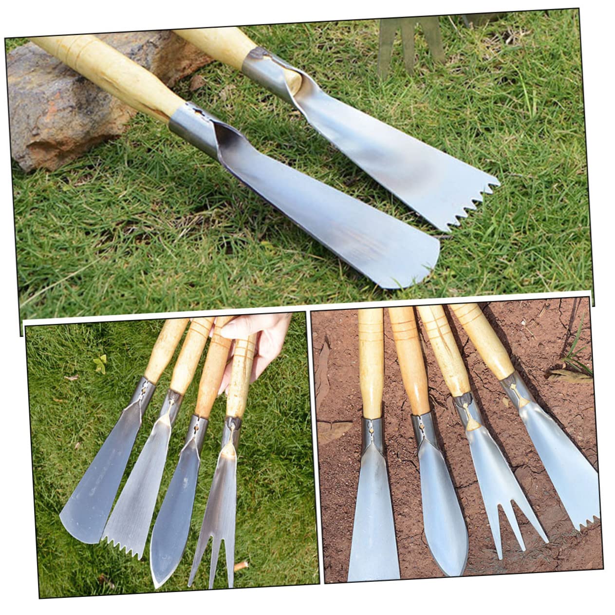 BESTonZON 4 Pièces Jardinage Acier Inoxydable Outils Pratiques pour Creuser Transplanter Désherber