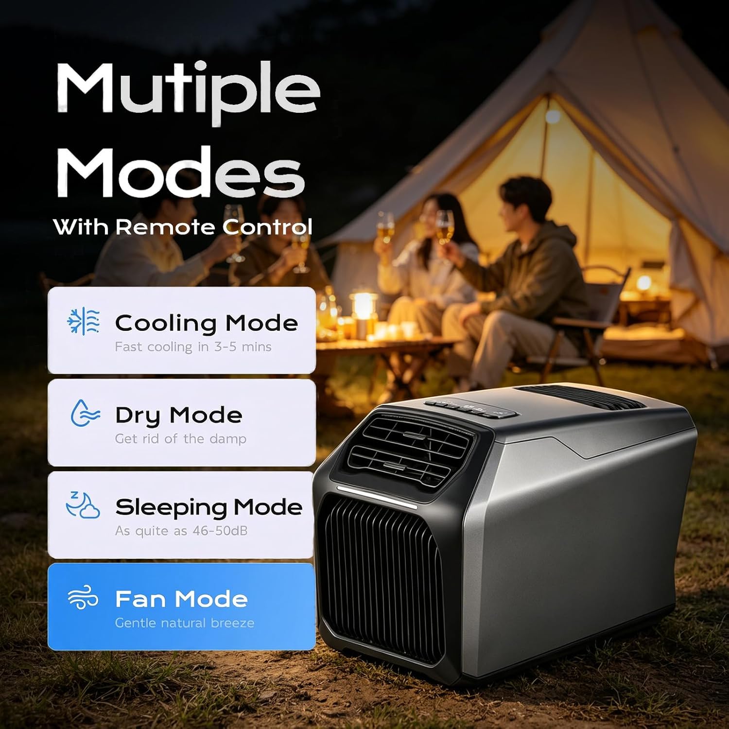 BAYKUL Portable Tent Air Conditioners,6800 BTU Heating, 7500 BTU Cooling, Heating 6-in-1 Portable Air Conditioner, Compact Design, Outdoor or Indoor Use, Picnics, Truck, RV, Van Parking Cooling