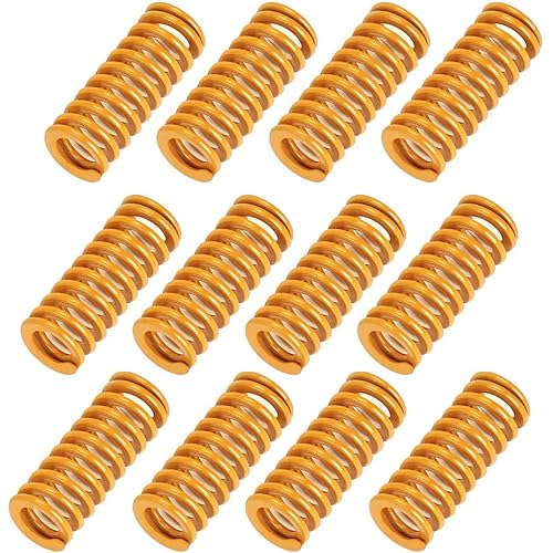 Ovsor 3D Printer Die Spring 8mm OD 20mm Long Light Load Compression Mould Die Spring, 12 Pack Yellow Heated Bed Springs for Creality Ender 3s Bed