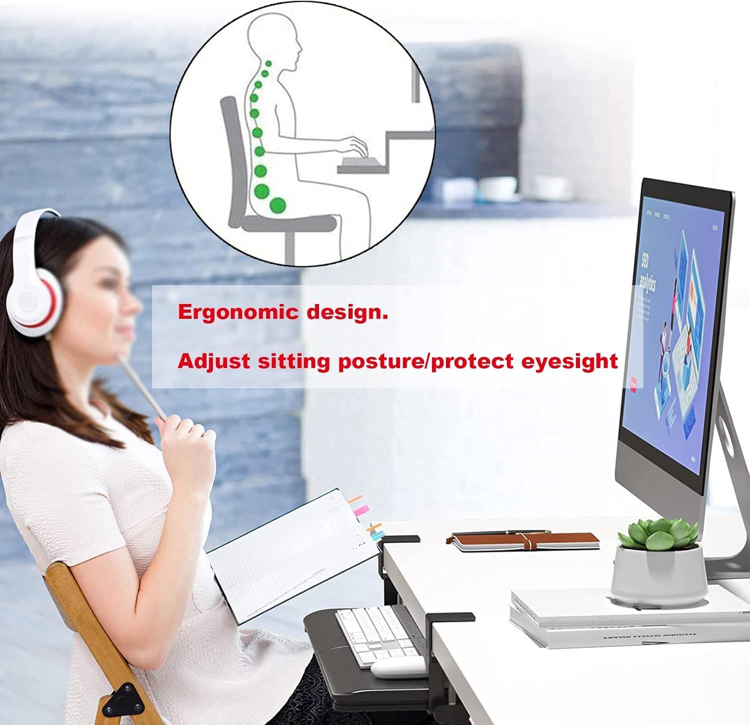 Regulowana taca na klawiaturę, 75 x 25 cm, wysuwana szuflada na małe biurka, stabilna powierzchnia do pisania, ergonomiczna konstrukcja zapewnia wygodne pisanie i zwiększoną produktywność