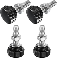 Vista 89 de Uxcell 4 juegos de perillas estriadas con tornillos de pulgar y tuercas, rosca macho métrica M6 x 35 mm, cabeza de plástico de 25 mm, perillas