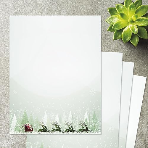 Vista 67 de Papel para cartas con pequeños árboles navideños, juego de 25 papeles de Navidad de 8 1/2 x 11 pulgadas, papel compatible con computadora