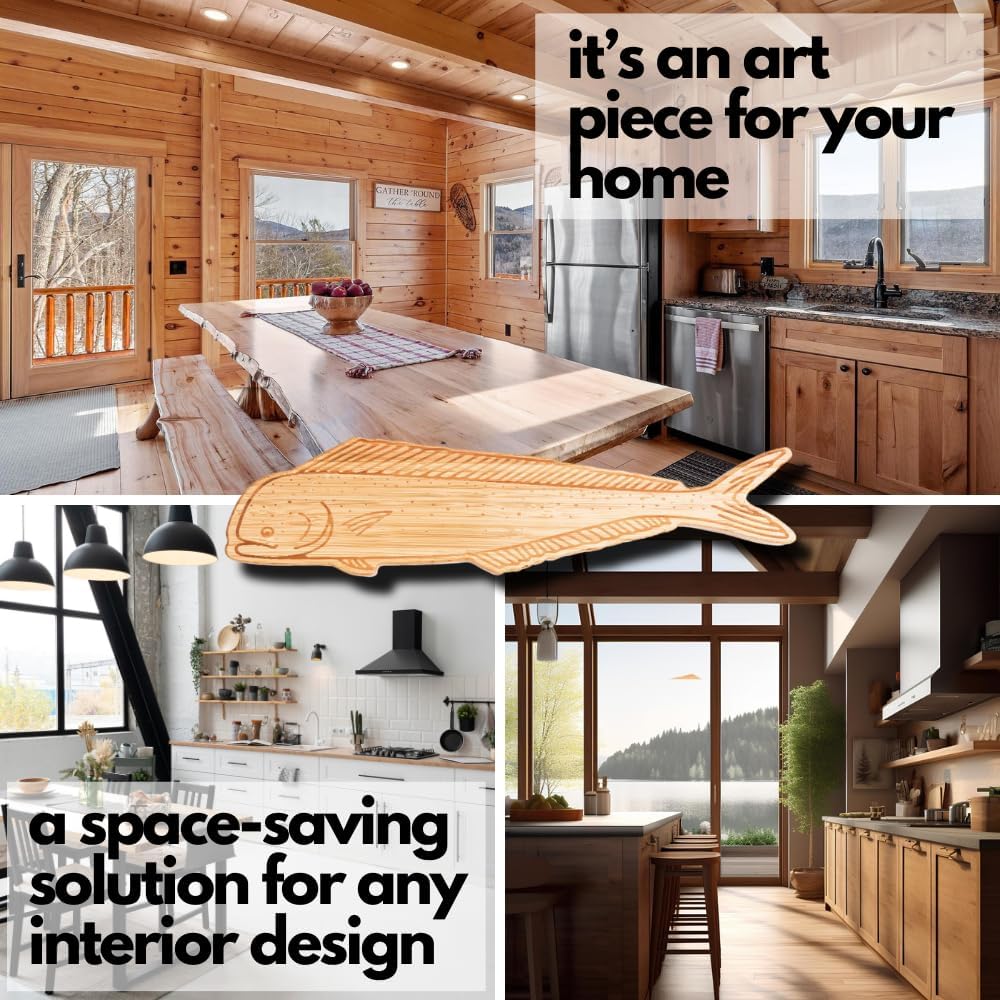 Mint Bucket Brands Premium Mangetic Knife Holder for Wall - Strong Heavy-Duty 16 Inch Engraved Magnet for Knives - Wall or Refrigerator Kitchen Magnetic Knife Stripe - Designed in U.S. (Mahi-Mahi)