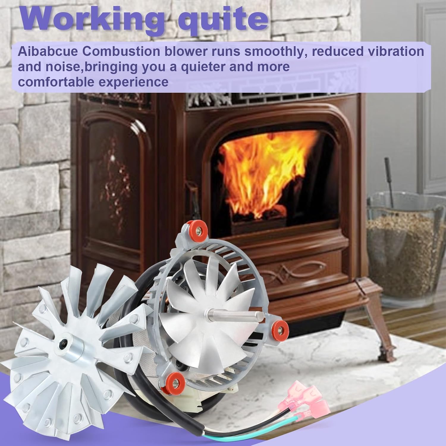 3-21-08639 Combustion Blower Fan Motor for Harman P43 P61 P68 P38 Accentra 52i, Advance Pellet Stoves, Blower Exhaust Fans Motor with 3-20-502221 Double Paddle Fan Blade Replacement