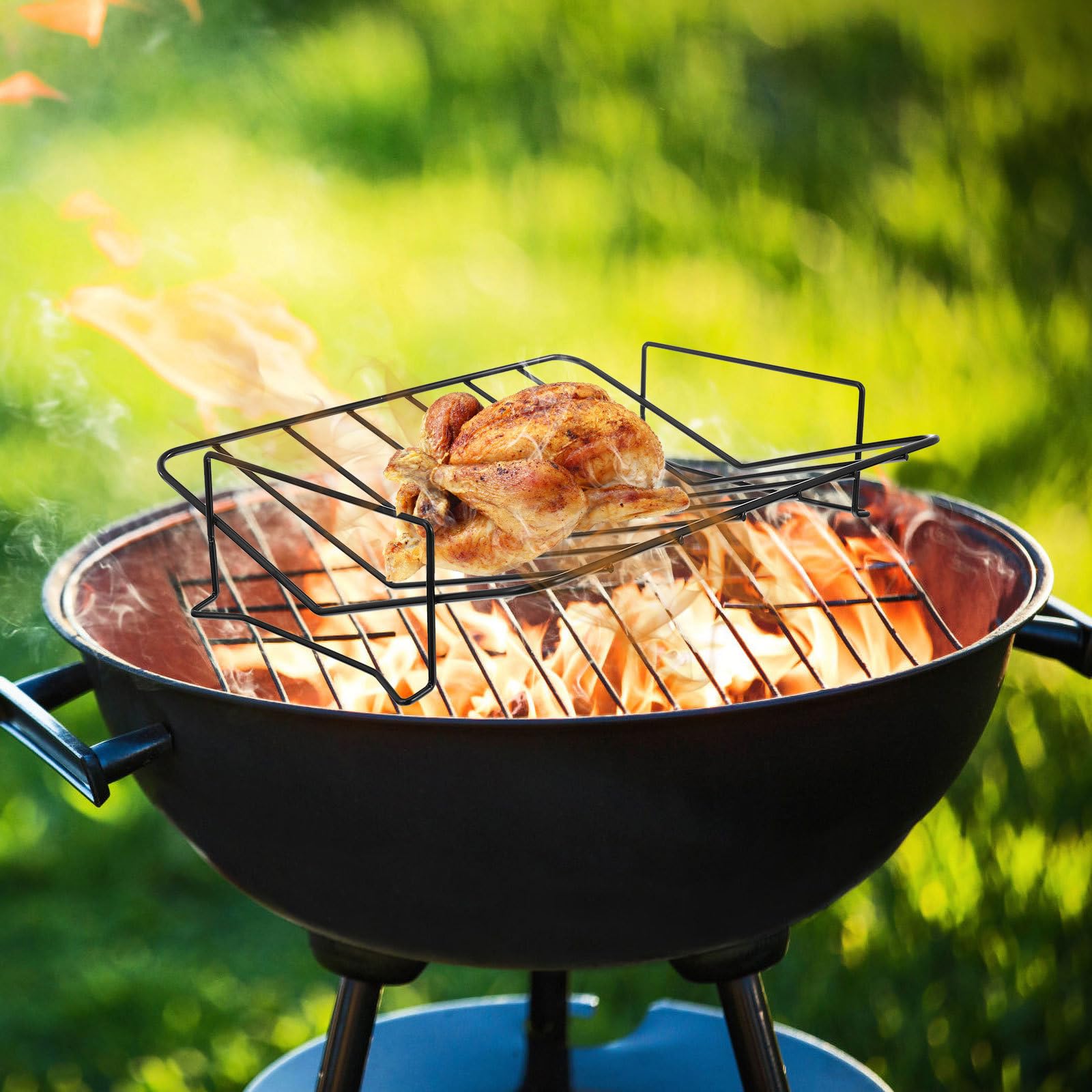 ifundom Supporto per Barbecue in Acciaio al Carbonio, Rettangolare, Antiaderente, Leggero e Portatile, per Grigliate All'aperto e Arrosti