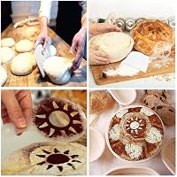SZETOSY Kenyér Kelesztő Kosár Szett 3 Darabos Természetes Rattan Kovásztészta Kosár 25cm Kerek Pizza Tészta Sütés 4