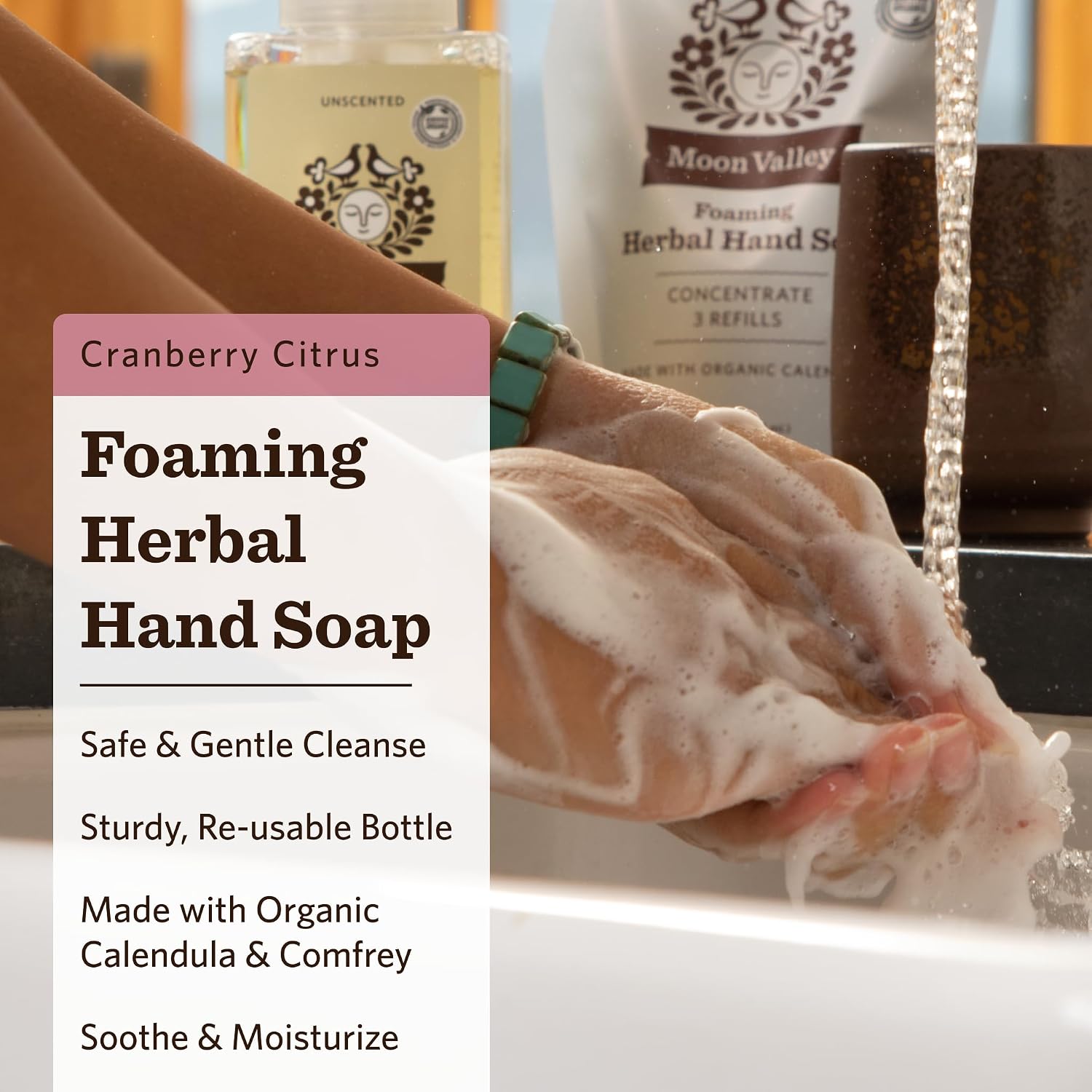 Moon Valley Herbal Foaming Hand Soap, Cranberry Citrus, Vegan image 2