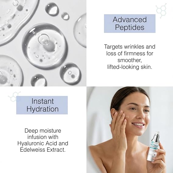 Skin Perfection Wrinkle Eraser Supercharged Anti-aging Peptide Serum Visibly Lifts Firms Hyaluronic Acid Argireline Snap 8 Matrixyl 3000 Edelweiss Inyline Pepha Tight Syn-ake Juveleven Uplevity