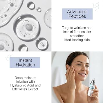 Skin Perfection Wrinkle Eraser Supercharged Anti-aging Peptide Serum Visibly Lifts Firms Hyaluronic Acid Argireline Snap 8 Matrixyl 3000 Edelweiss Inyline Pepha Tight Syn-ake Juveleven Uplevity
