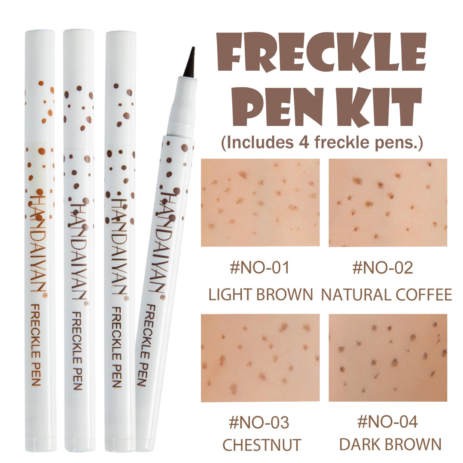 Natural Freckle Pen Set, 4 Colors Easy Makeup Tool, Waterproof Long-Lasting Soft-Spot Pen (4 Pcs), light brown - Image 2