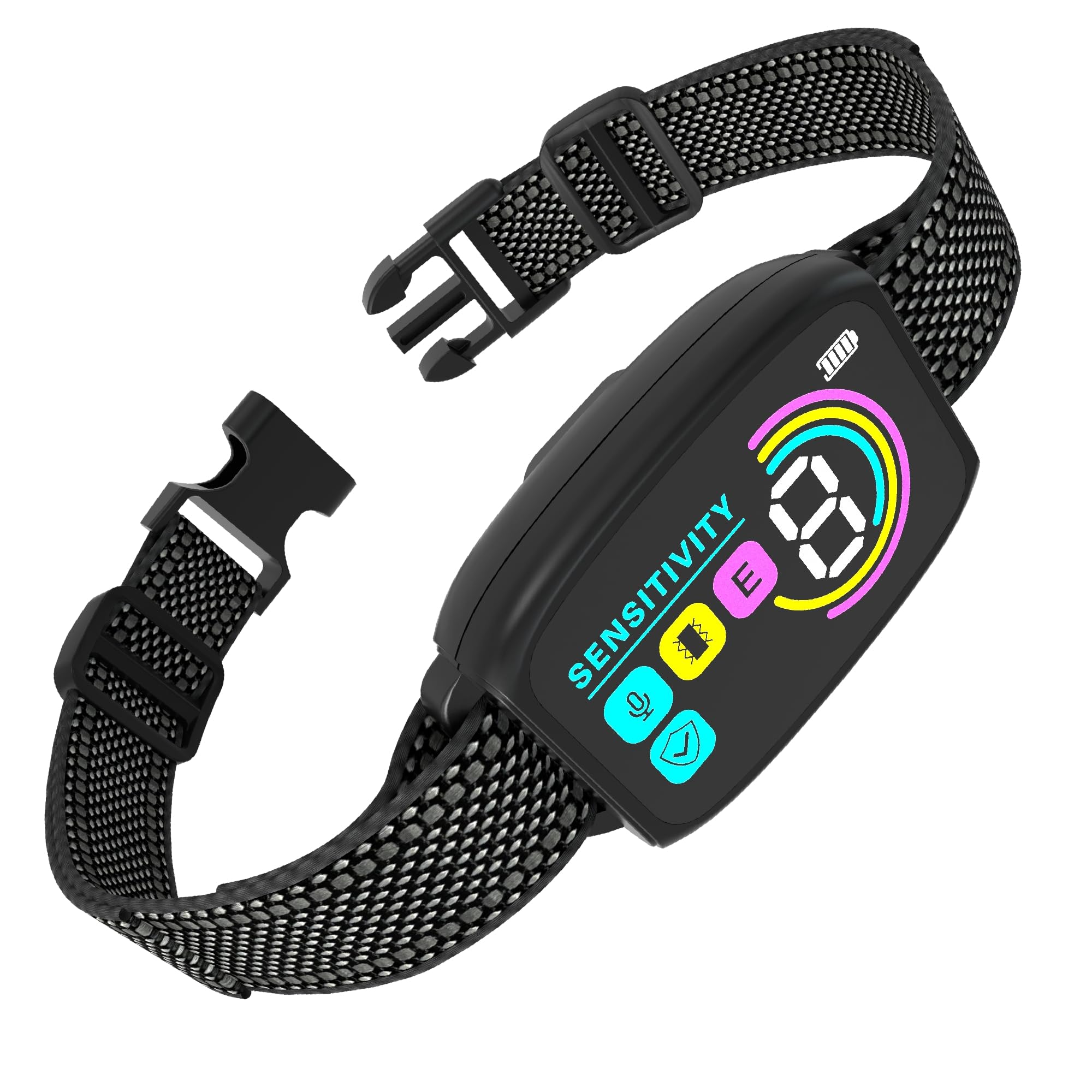 Meloive Collier Anti Aboiement Chien, Détection Intelligente des Aboiements, 4 Modes Vibration/Choc Statique/Son, 8 Niveau d'intensité, Rechargeable pour Gros Petit Chiens