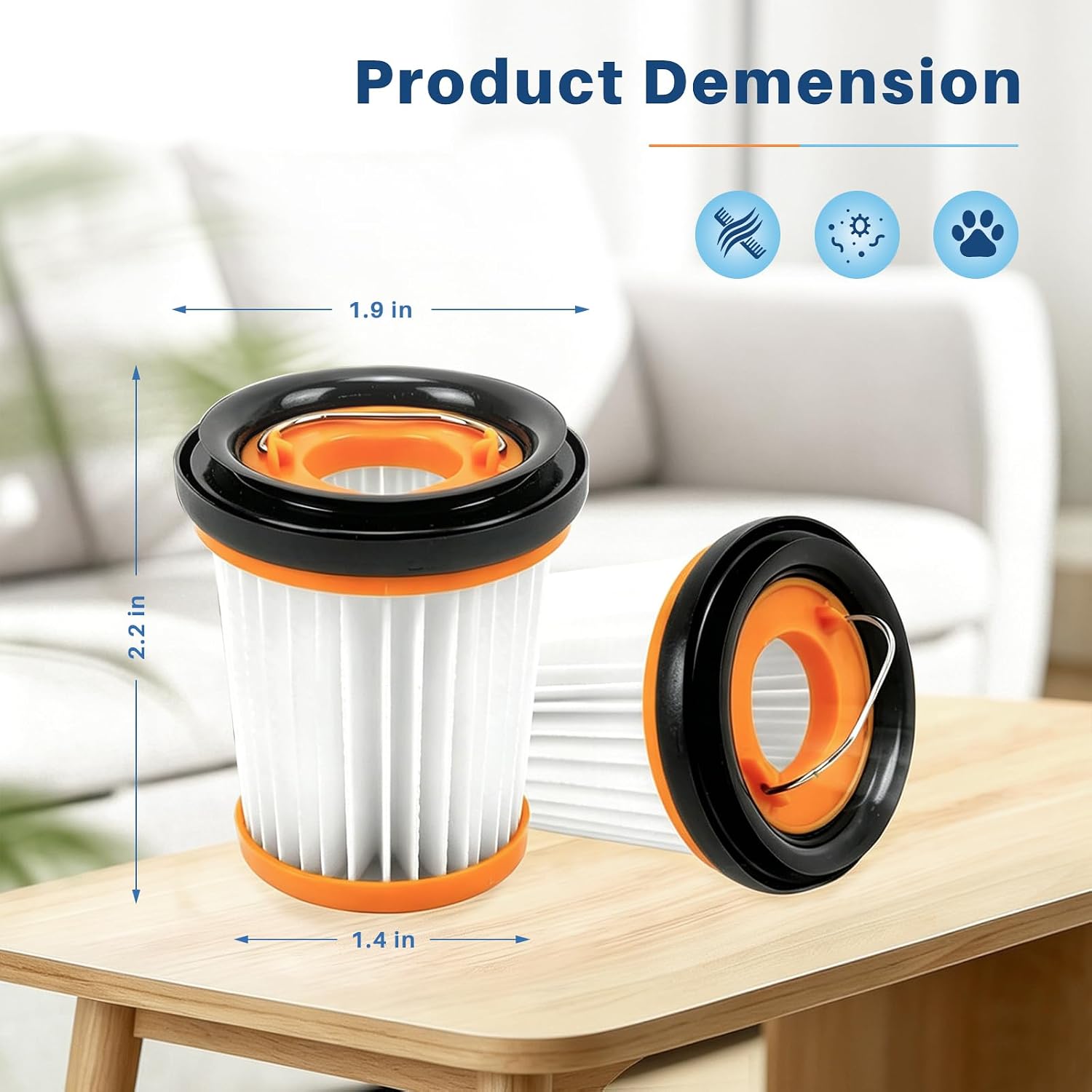 6 Pack WV201 Filter Replacement for Shark Wandvac ION W1 S87 Cordless Handheld Vacuum, Compatible with Shark Handheld Vacuum WV200, WV201, WV205, WV220, WV201BK, Compare to Part # XHFWV200