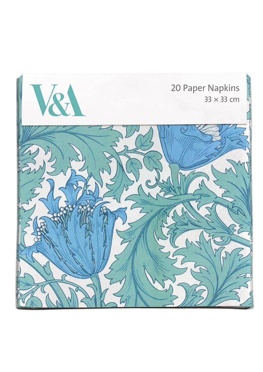 Pack of 20 Paper Serviette Napkins - 'Anemone' Floral Design by J.H. Dearle - Disposable Tableware - by Museums & Galleries