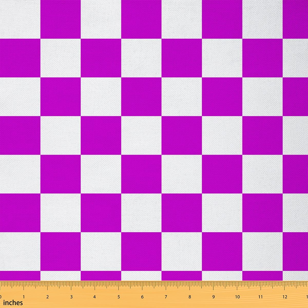 Manfei The Yard Tissu à carreaux violets pour tapisserie d'ameublement et projets de bricolage à la maison, tissu moderne en treillis carré intérieur/extérieur, 9,1 m