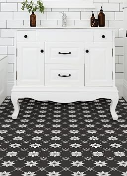 FloorPops Black Rigel Peel & Stick Floor Tiles, FP3990