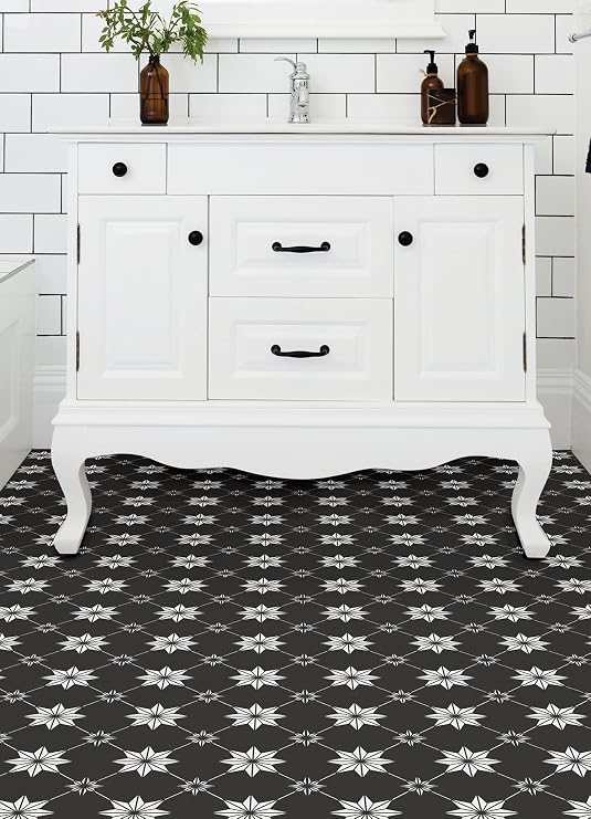 FloorPops Black Rigel Peel & Stick Floor Tiles, FP3990