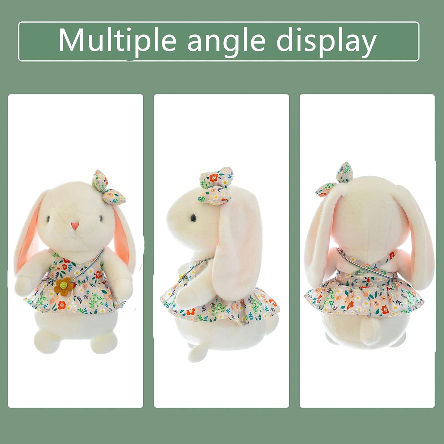 DiSiMi Soft and Cute Plush Rabbit with Flower Skirt, Embraceable, Washable, Kids' Party Decor