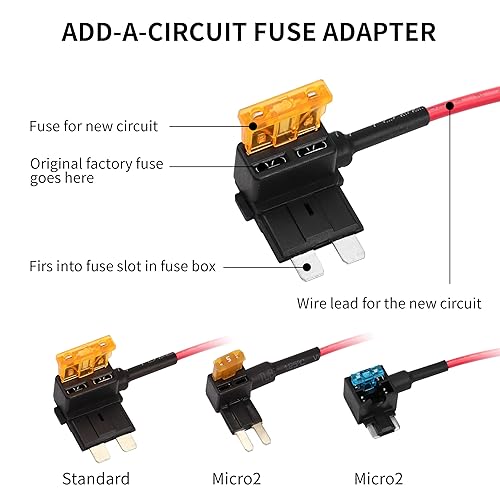 Miniatura 2 de YACSEJAO Juego de 3 pares de grifos de fusibles para automóvil de 12 V, con micro 2 cuchillas estándar y fusibles de perfil bajo para