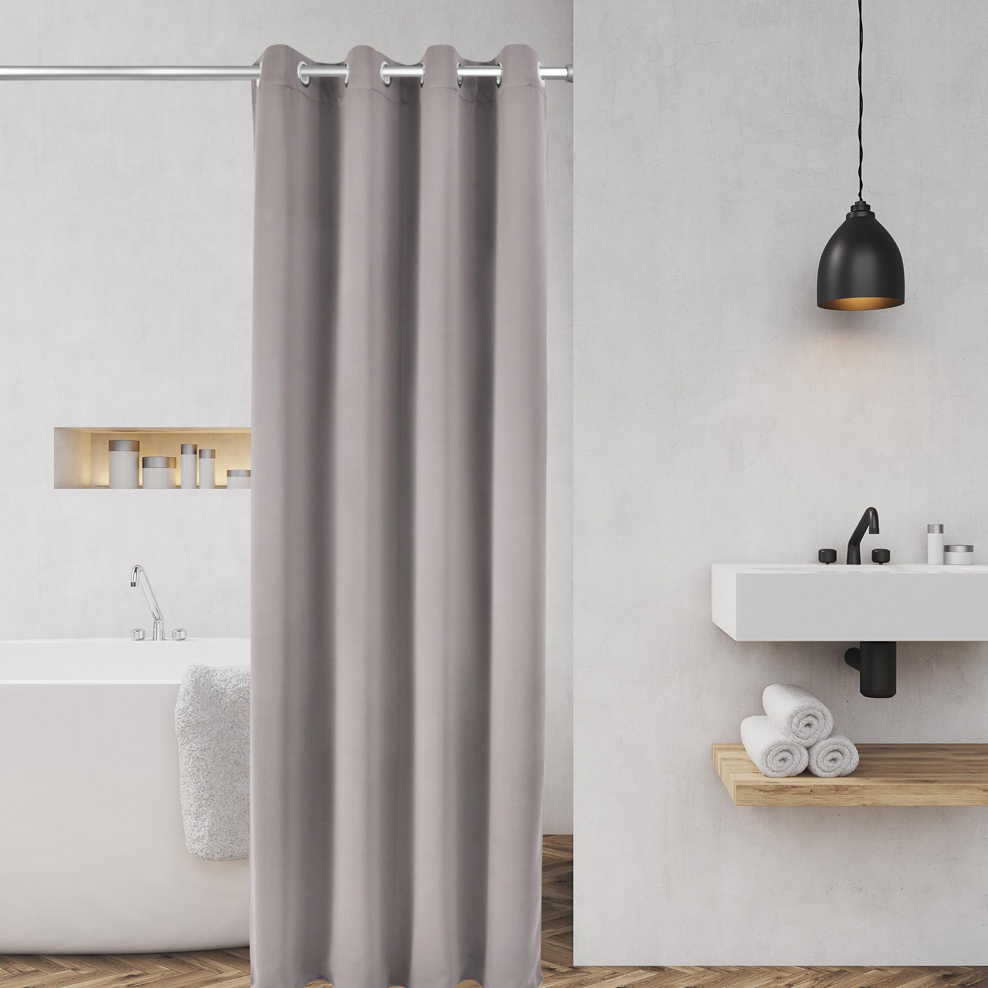 bomoe Tringle Rideau De Douche Extensible Sans Perçage 140-260 cm - Barre de Douche Télescopique Aluminium Antidérapante pour Rideau Douche, Salle de Bain, Baignoire - Vêtements Aluminium Neptun